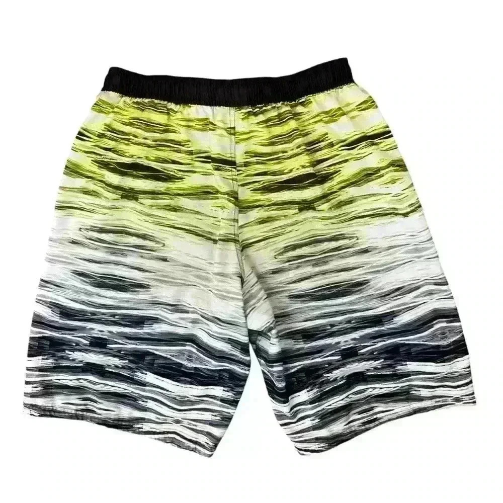 Nike Men’s XL Board Shorts Swimsuit Black and Yellow Neon Drawstring 11” inseam